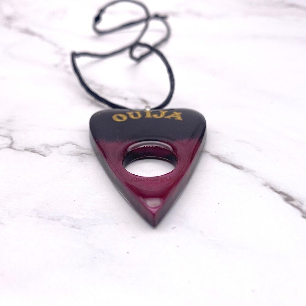 Black Magenta Chrome Dipped Ouija Planchette Necklace - Picture 3 of 9